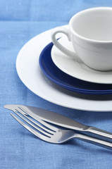 Blue and white dishware