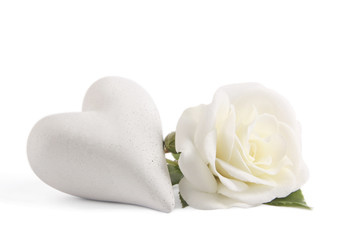 White rose with heart