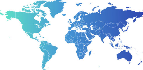 Fototapeta na wymiar Weltkarte, world map - Miller Cylindrical Projection