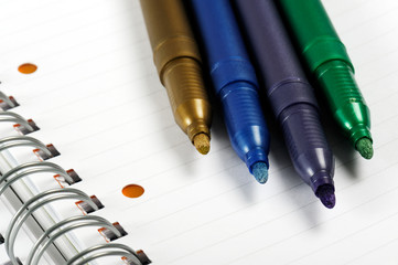 quaderno con pennarelli colorati