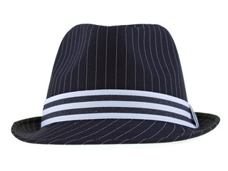 black & white fedora hat for the jazz evening - obrazy, fototapety, plakaty