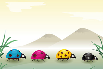 Coccinelles des couleurs de l'imprimerie, vecteur