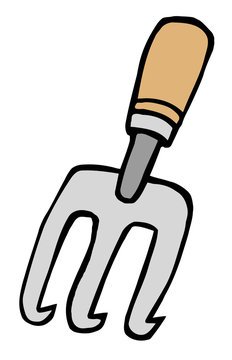 garden fork cartoon style clip art preview