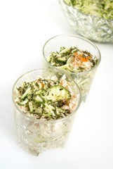 Verrine de courgette et surimi râpés.