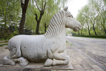 chine,beijing : voie des esprits, menant aux tombeaux des ming
