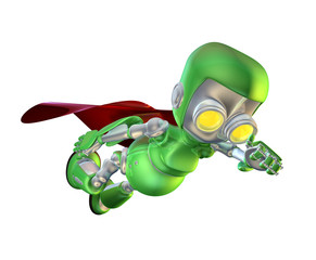Personnage de super-héros robot en métal vert mignon