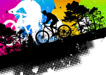Fototapeta na wymiar Colored mountain bike abstract background