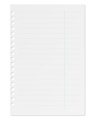 Sheet of paper notebook on a white background. Vector.