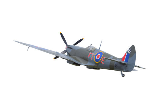 Spitfire fighter plane isolated on white background