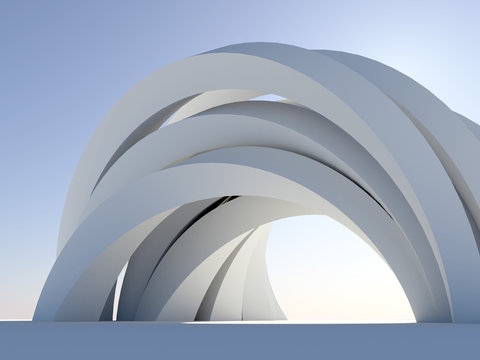 Abstract arch on blue