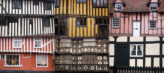 Half-timbered english houses collage