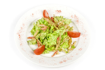 Salad of squid with roast chiken