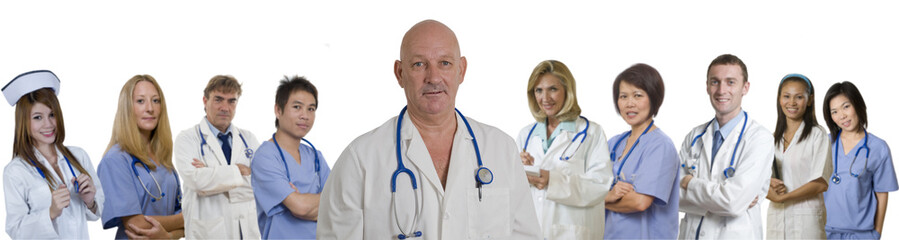 Fototapeta premium Medical banner of diverse Hospital staff