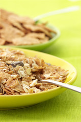 Breakfast cereal in plates