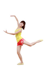 Fototapeta premium Girl jumping isolated on white background .