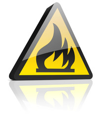 Warnschild Achtung Feuer warning fire 3D