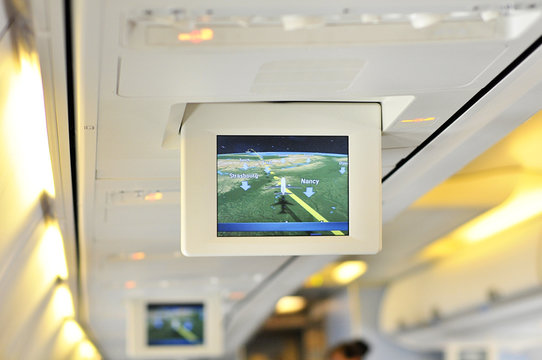 Airplane  interior flight info screen