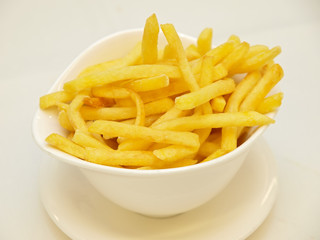 french fries in a white bowl