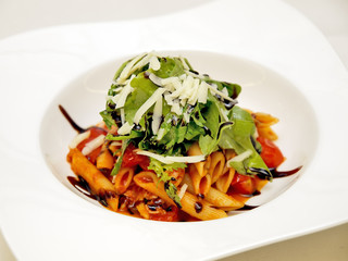 penne with fresh tomato sauce & arugula