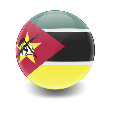 Esfera brillante con bandera Mozambique