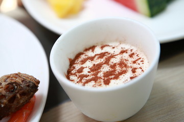 close up of a cup of fresh mousse