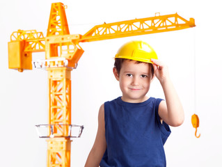 Fototapeta na wymiar kid and tower crane
