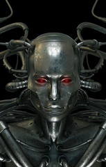 Future wired man cyborg