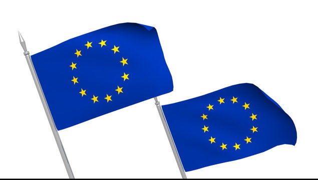 Banderas de Europa ondeando