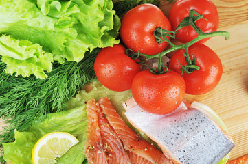 pieces of  salmon
