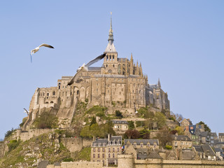 Obraz premium Mont Saint Michel, en algún lugar de Normandía, Francia