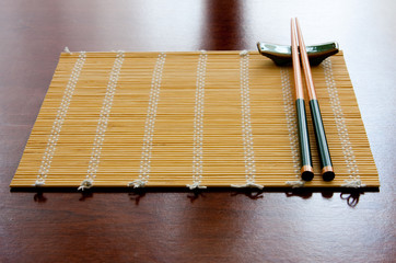 Chopsticks and table mat