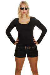 Fototapeta premium Cool attractive blonde girl with attitude wearing black