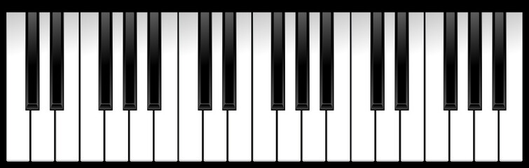 set of piano keys in illustration, black and white © Oculo