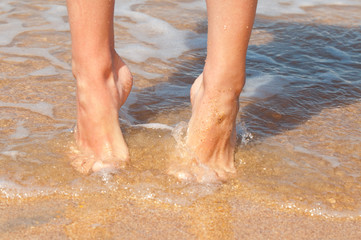 woman barefoot legs