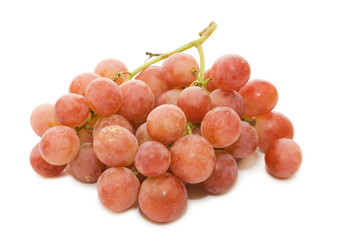 Red fresh grapes isolated on white background