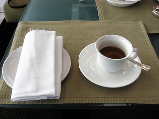 Serving coffee closeup