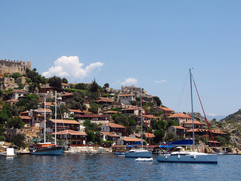 Yachts anchored in Kekova, Turkey