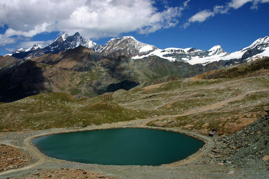 small lake in alpine scenery