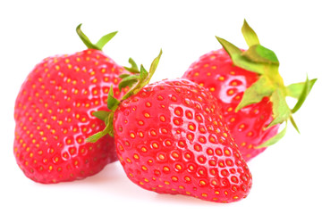 Fresh strawberries on white