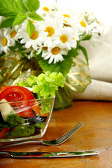 healthy fresh salad isolated on white