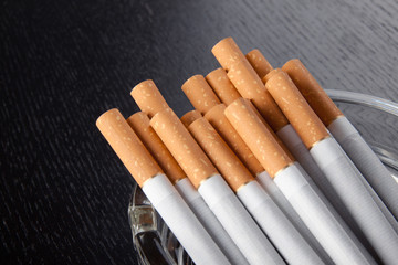 ashtray on a black table