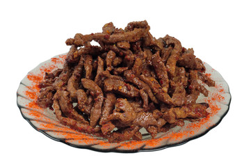 Meat sticks on plate