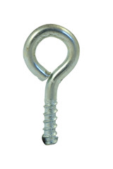 Silver hook screw isolated on white background