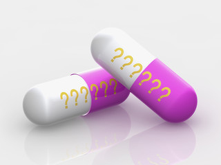 capsule and question marks