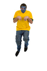 human kangaroo with australian flag on face