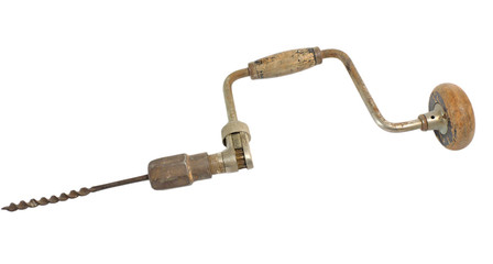 Old hand drill isolated on white
