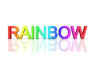 the word RAINBOW in rainbow colors
