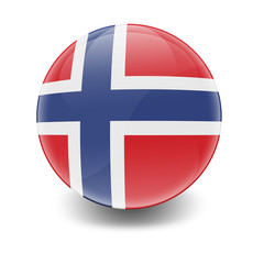 Obraz premium Esfera brillante con bandera Noruega
