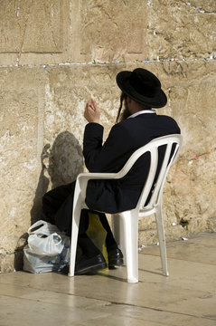 Jew praying for the wailing wall Jerusalem