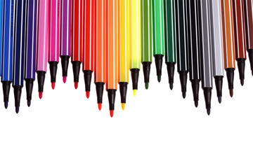 many colorful pens,background,closeup .